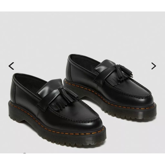Dr. Martens Other - Dr Martens Adrian Quad Black Leather Platform Tassel Loafers Mens 7 Women 8